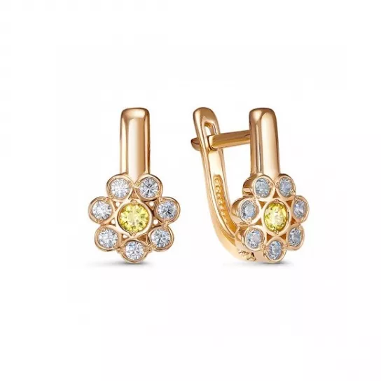Серьги детские с фианитом из золота