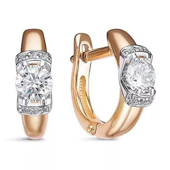 Серьги детские с фианитом из золота