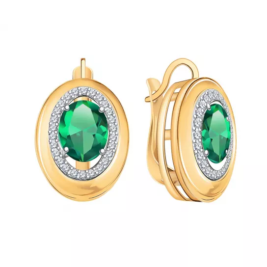 Серьги с фианитом из золота