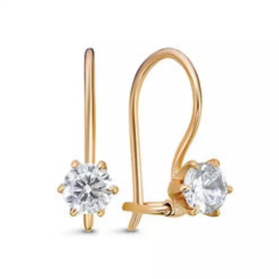 Серьги детские с фианитом из золота