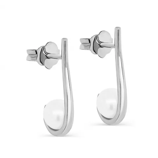 Пусеты с жемчугом из серебра