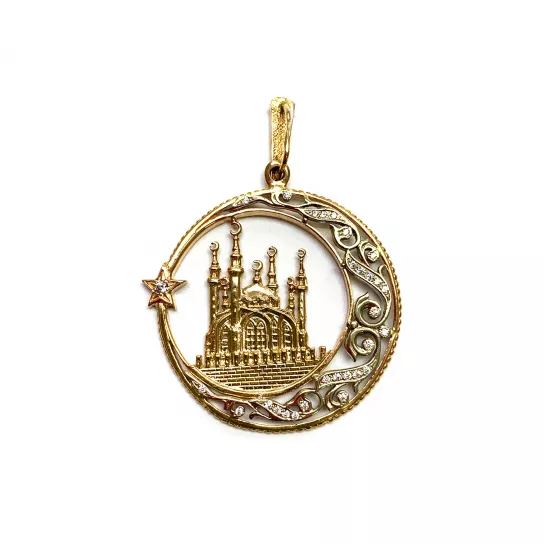 Подвеска мусульманская с фианитом из золота