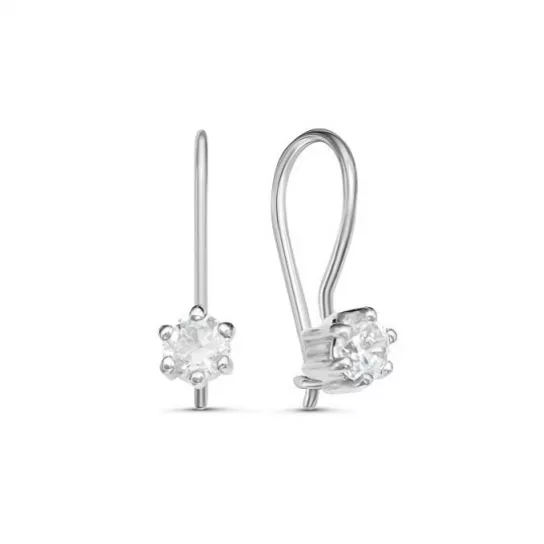 Серьги детские с фианитом из серебра
