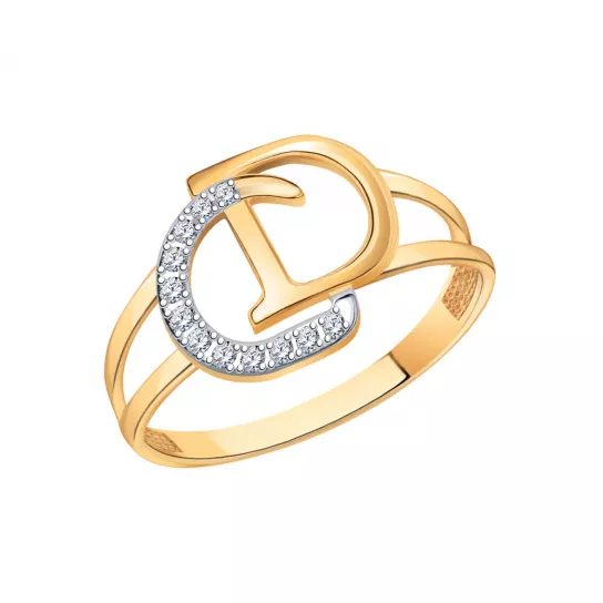 Кольцо с фианитом из золота