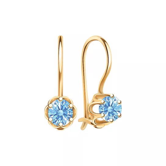 Серьги с фианитом из золота