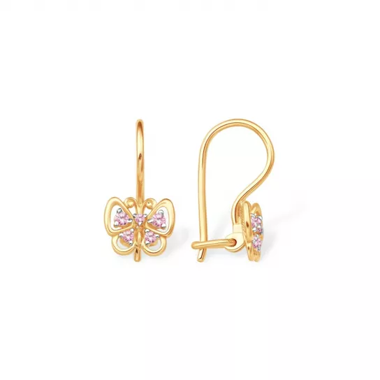 Серьги детские с фианитом из золота