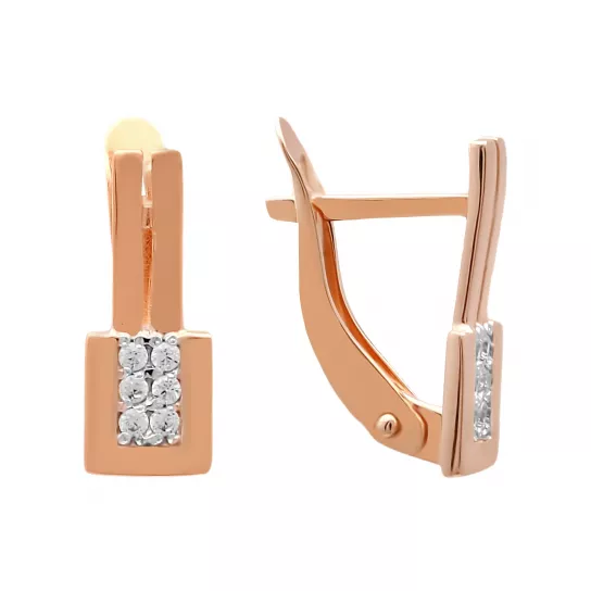 Серьги с фианитом из золота