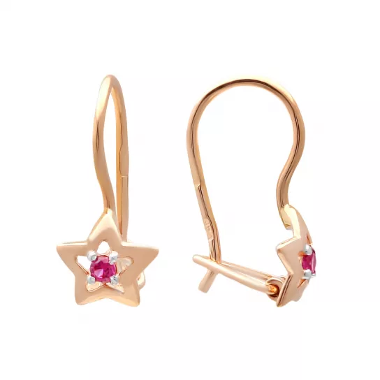 Серьги детские с фианитом из золота