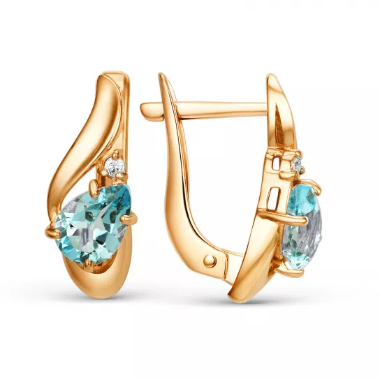 Серьги с топазом и фианитом из золота