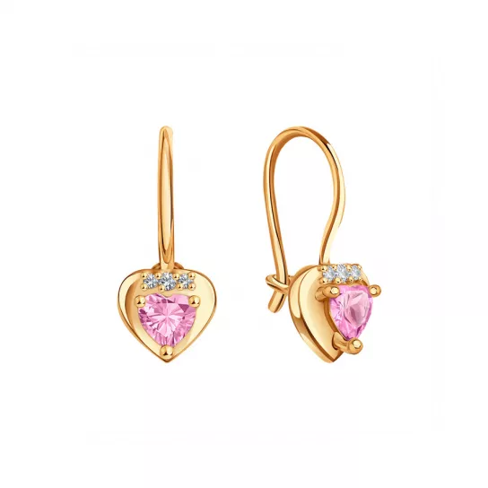 Серьги детские с фианитом из золота