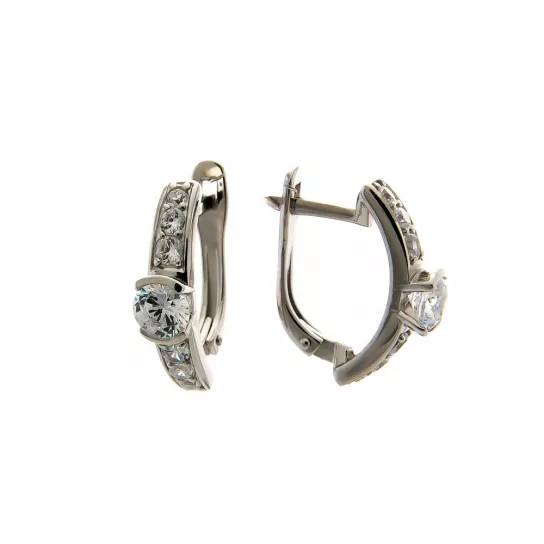 Серьги с фианитом из серебра