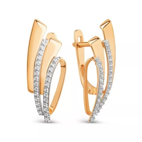 Серьги с фианитом из золота