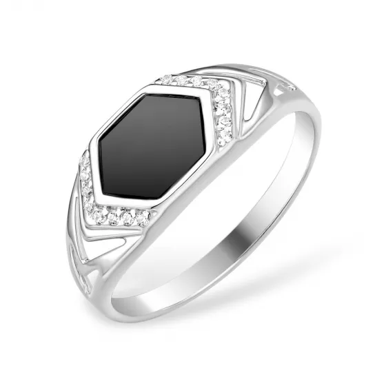 Кольцо-печатка с фианитом из серебра