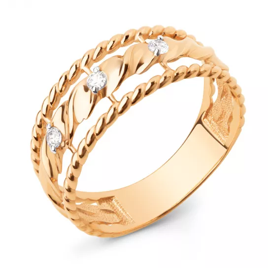 Кольцо с фианитом из золота