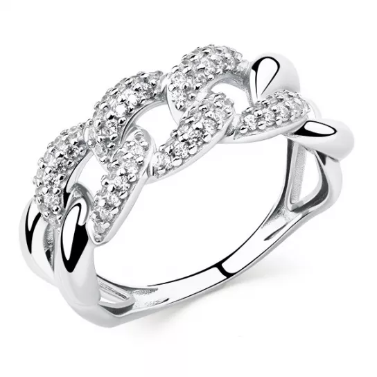 Кольцо с фианитом из серебра