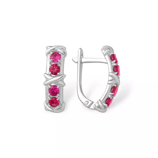 Серьги с фианитом из серебра