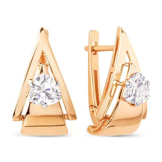 Серьги с фианитом из золота