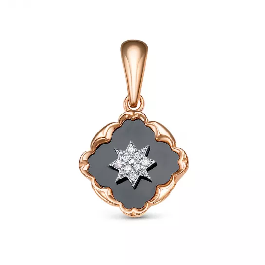 Подвеска с ониксом и фианитом из золота