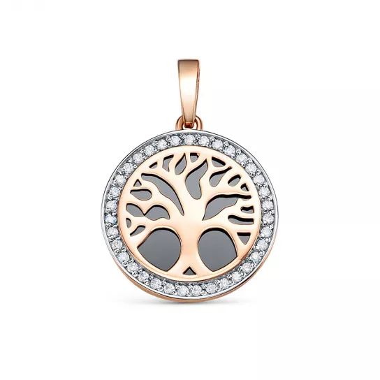 Подвеска с ониксом и фианитом из золота