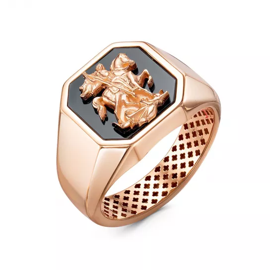 Кольцо-печатка с ониксом из золота