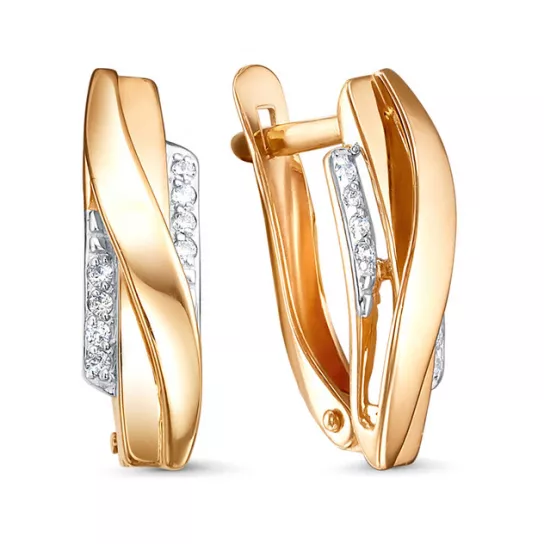 Серьги с фианитом из золота