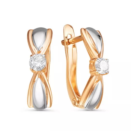 Серьги с фианитом из золота