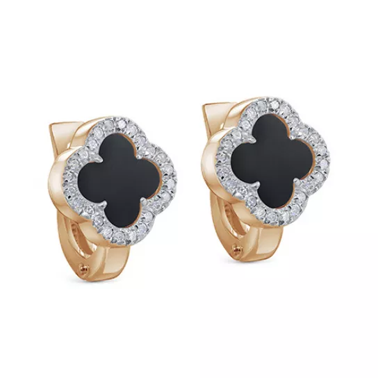 Серьги с бриллиантами с ониксом из золота