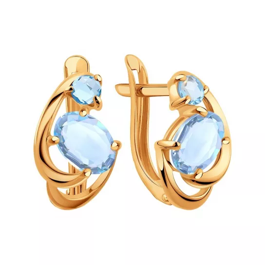 Серьги с топазом из золота