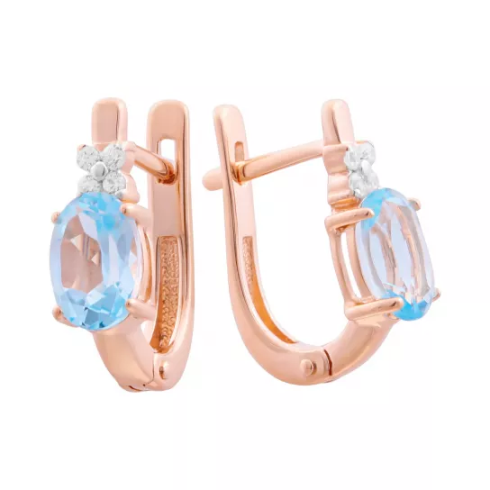 Серьги с топазом и фианитом из золота