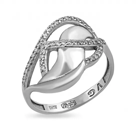 Кольцо с фианитом из серебра